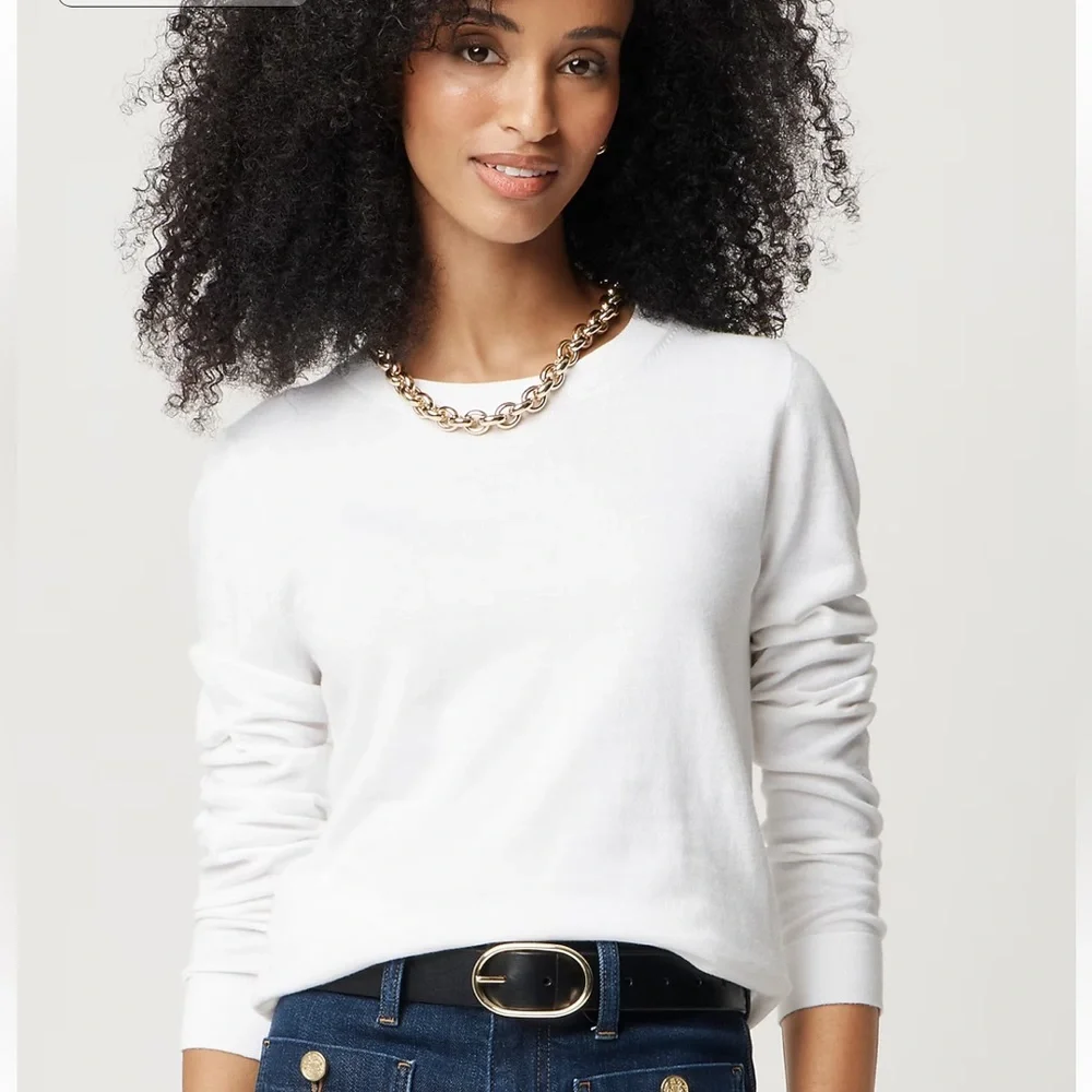 J.Crew Teddy Preppy Cotton White Knit Top Size XS NWT